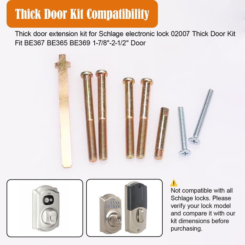 02007 Thick Door Kit for Schlage BE365 BE469 Deadbolt Fits 2" Thicker Doors
