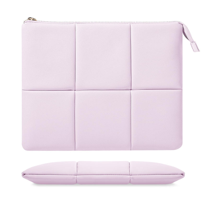 MoKo 9-11 Inch Puffy Tablet Sleeve Bag Fit with New iPad Air/Pro 11 inch, iPad 10th Gen 10.9, iPad Pro 11, iPad Air 4/5th Gen 10.9, Built-in Elastic Band, PU Leather Carrying Case, Light Pink Purple