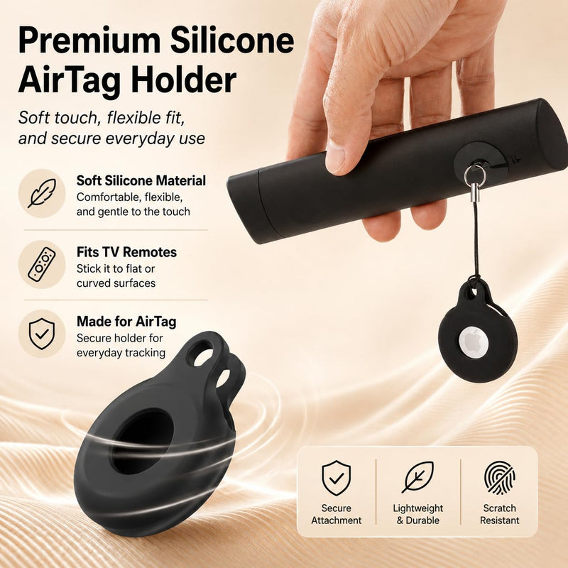 Case for AirTag 2nd Gen 2026 & 1st 2021, Silicone AirTag Holder with 3M Adhesive Sticker, Stick-On Air Tag Mount for TV Remote Control, Flexible Remote Finder Tracker Case (1) 1