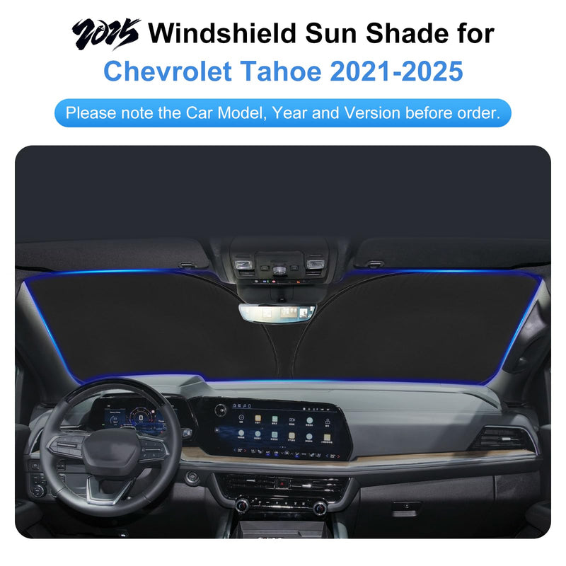 Car Sun Shade for 2021-2025 Chevrolet Tahoe Accessories Windshield Sunshade Cover Front Window Shade Custom Fit Tahoe Sun Visor Protector Foldable Blocks UV Rays For Chevrolet Tahoe 2021-2025
