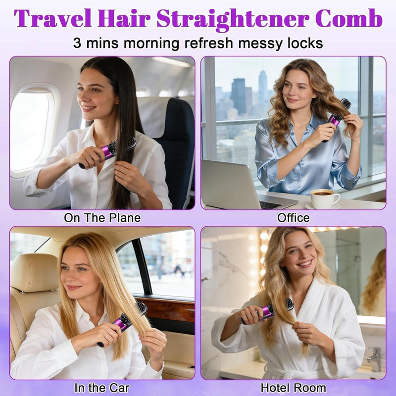 Go Brush Pro UK Cordless Hair Straightener Brush, Portable Rechargeable Ceramic Styling Brush with 4 Heat Modes & LED Display, Hair Gobrush Pro Rechargeable Straightener Hot Comb for Travel