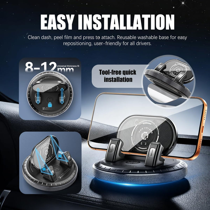 360 Degree Rotation Car Dashboard Phone Mount | Car Dashboard Phone Holder for Fixing Phones Horizontal & Vertical,Anti-Slip Car Navigation Mount Easy Installation