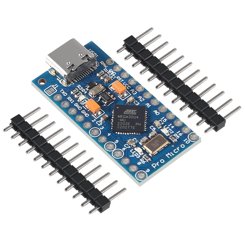 AITRIP 4PCS Pro Micro ATmega32U4 5V 16MHz Type-C Development Module Board with 2 Row pin Header Compatible arduino Leonardo Replace ATmega328 Pro Mini Type-C USB