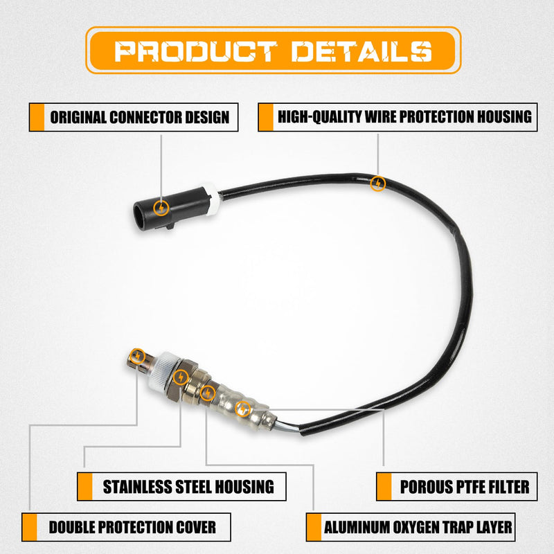 O2 Oxygen Sensor 15717 Downstream Upstream Compatible with 1990-2014 Ford F150 F250 F350 Ranger Escape Explorer Lincoln Mazda Mercury Replaces 15716 15718 Set of 4