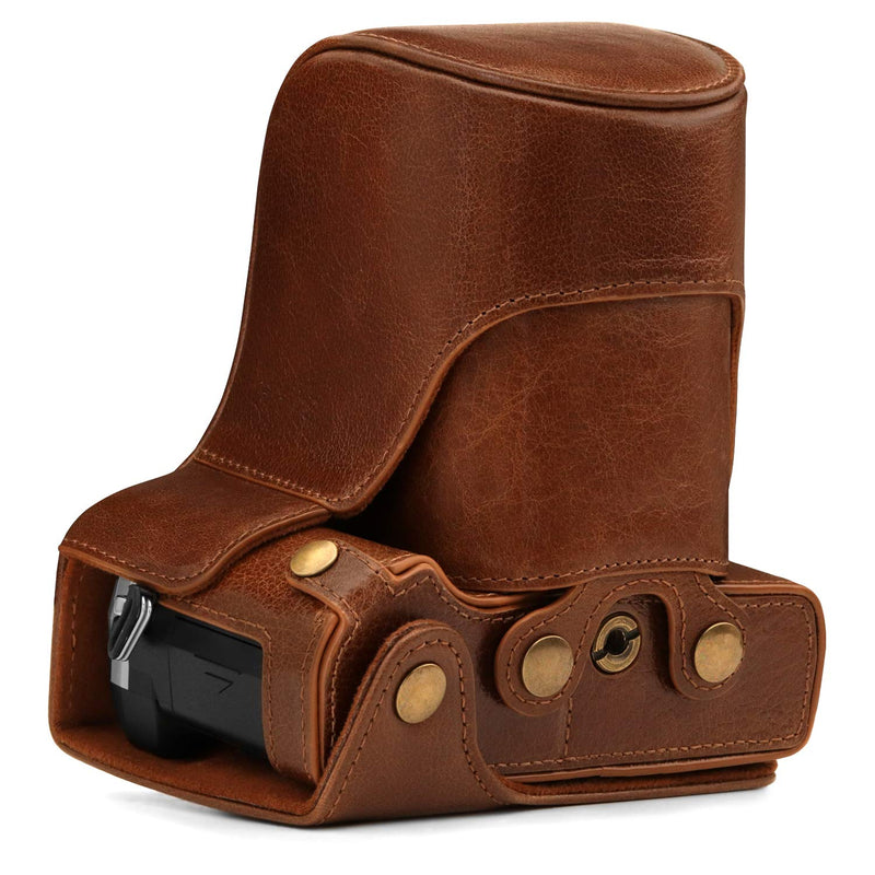Megagear MG1863 Ever Ready Genuine Leather Camera Case Compatible With Olympus Om-D E-M5 Mark Iıı - Brown