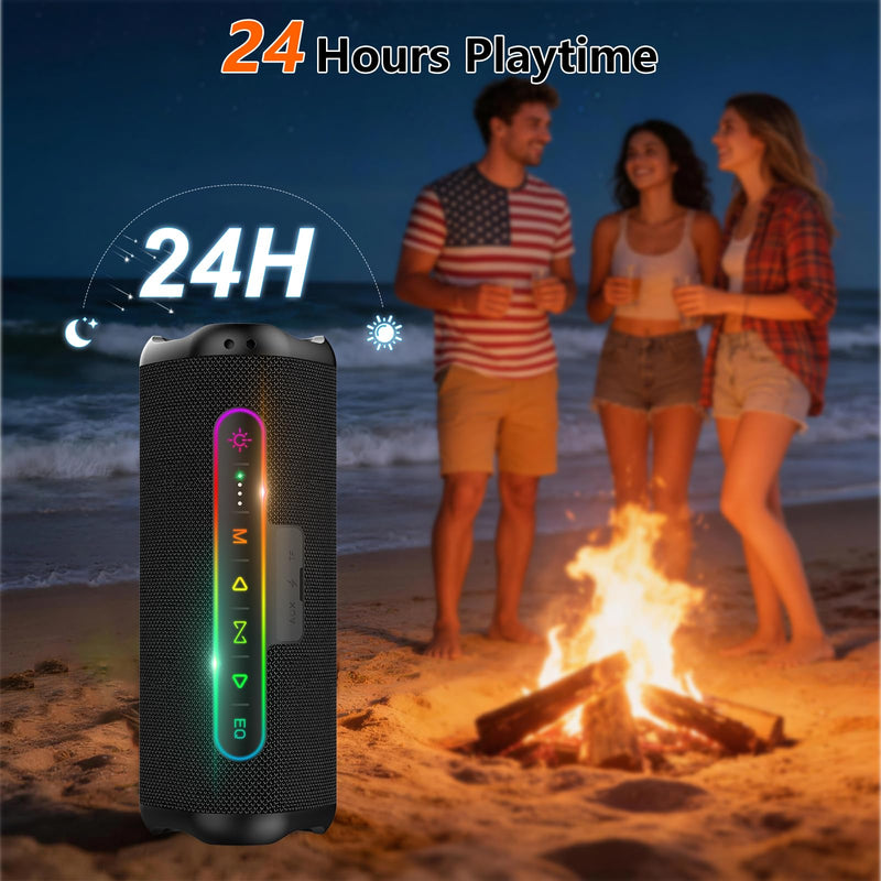 Hupoaf Magnetic Bluetooth Speaker for Golf Cart, Portable Speakers Outdoor | 24H Playtime, IPX7 Waterproof, Wireless Speakers with Strong Magnet, Loud Stereo Sound, Golf Gifts (Supports TWS & SD Card) Black
