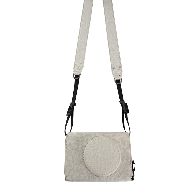 X-E5 Case, Handmade PU Leather FullBody Camera Case Bag Cover for Fujifilm X-E5 XE5 Bottom Opening Version + Neck Strap (White) White