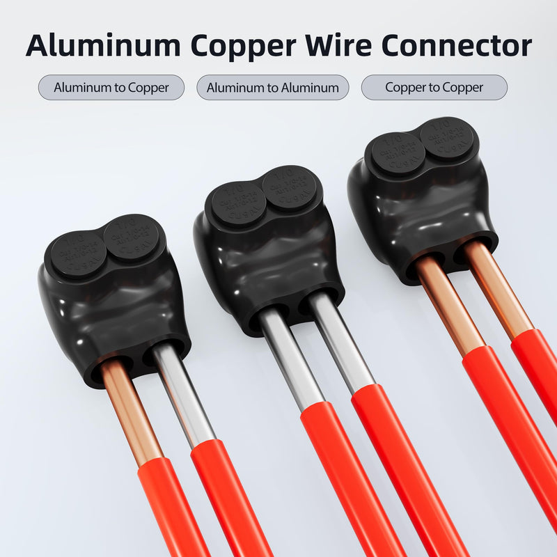 RVBOATPAT 6 Pack 2 Port Insulated Multi Tap Connector 1/0-14AWG Black Insulated Connectors 3/16" Allen Hex Aluminum Wire Connector 6PCS 2 port 1/0-14 AWG