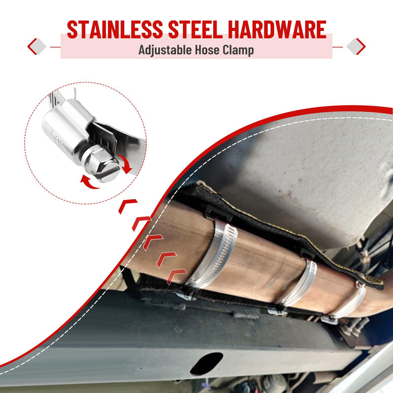 Titanium Pipe Shield 6" x 12" Exhaust Heat Shield, Two-layer Material Design Heat Protection up to 1350°F, Protects Heat Sensitive Components, Hoses, Lines, and Electrical Wiring 6" x 12"