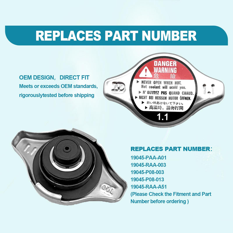 19045-PAA-A01 Radiator Cap, Compatible with 1994-2006 Honda Accord 1992-2005 Honda Civic 1997-2005 CRV 1995-2007 Odyssey 2003-2008 Pilot, Radiator