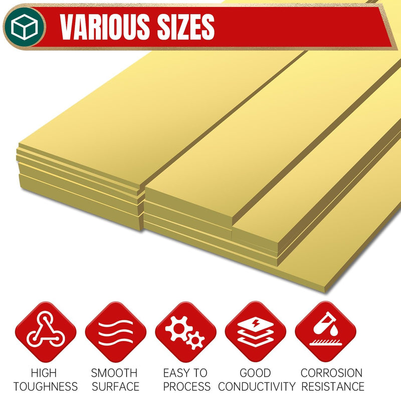 1/4" x 3" x 8" Brass Bar Stock, 6x75x200mm Solid Brass Flat Bar for Knife Making, Scales, Spacers, DIY Crafts, Models and Repair 3" Width x 8" Length 1/4" Thickness