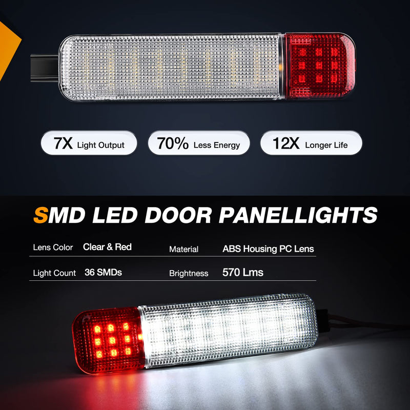 Nilight 2PCS LED Interior Door Panel Light Courtesy Warning Lights White Red for Chevy GMC Silverado Sierra 1500 2500 3500 HD Suburban Cadillac Escalade Hummer H2 for Chevy GMC 1995-2007 Red/White