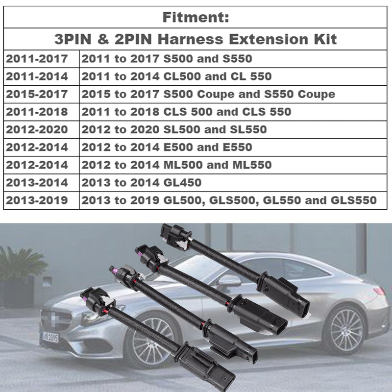 8pcs 3PIN & 2PIN Compatible with Mercedes Benz 4.7L 2011-2020 Camshaft Position Sensor Harness Connector Extension for M278 Engine A2761560790 A2769051000