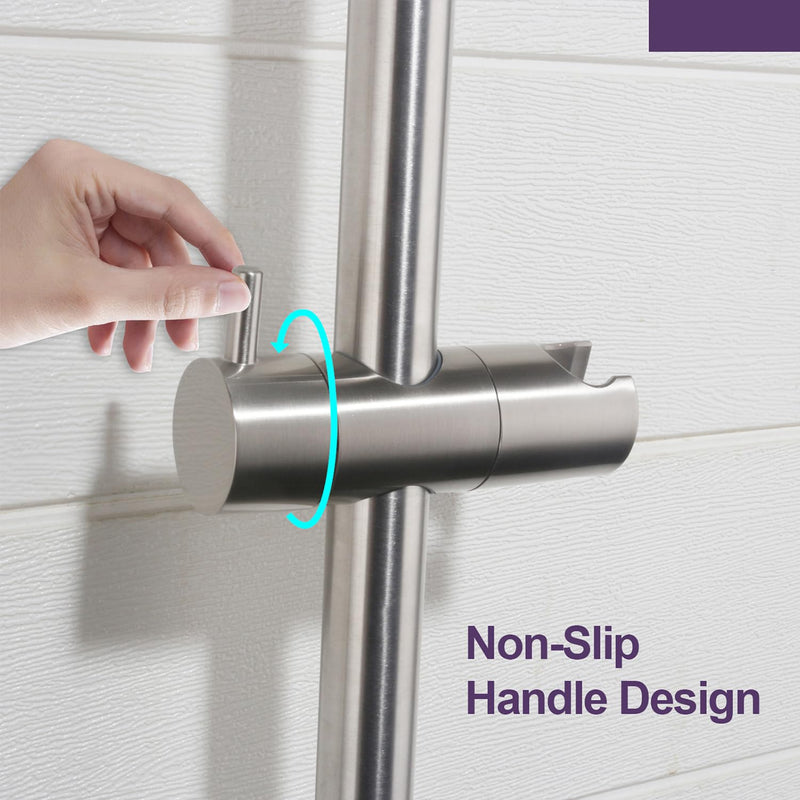 Wall Mount Bathroom Shower Slide Bar with Adjustable Hand Shower Holder Stainless Steel Shower Head Slide Bar, Brushed Nickel