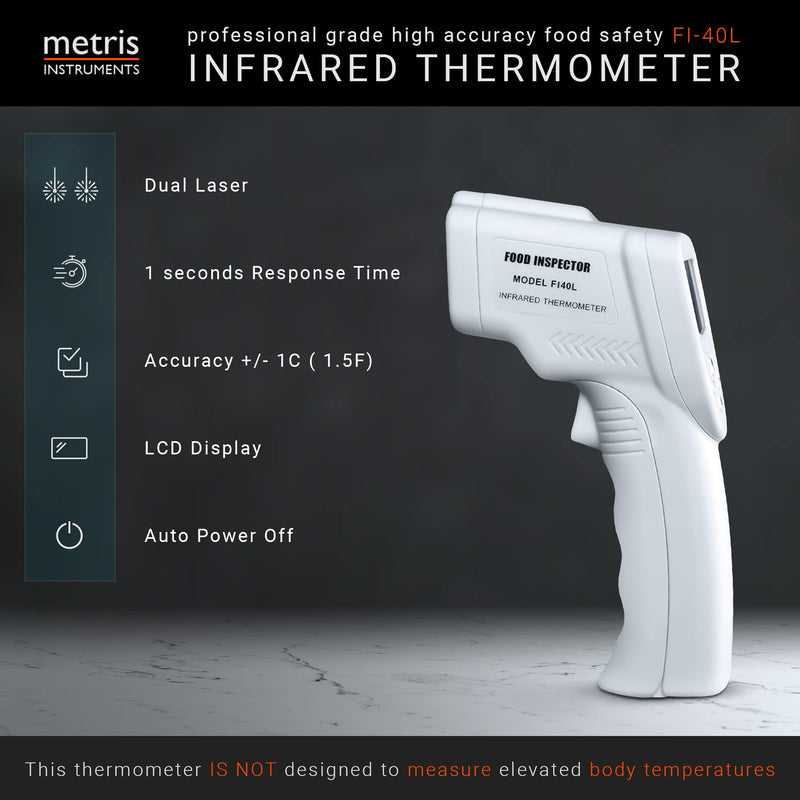 FI40L Food Inspector Accuracy complies to FDA 2022 Food Code Digital Dual Laser Infrared Thermometer Temperature Gun Instant Read for Cooking, Kitchen, Grill, BBQ, Baking