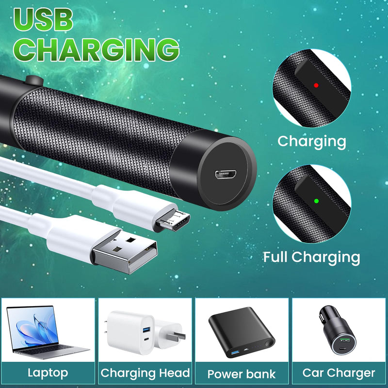 Rechargeable Green Laser Pointer, Long Range Laser Pointer High Power with Star Cap for Astronomy, Architecture, Outdoor Adventures