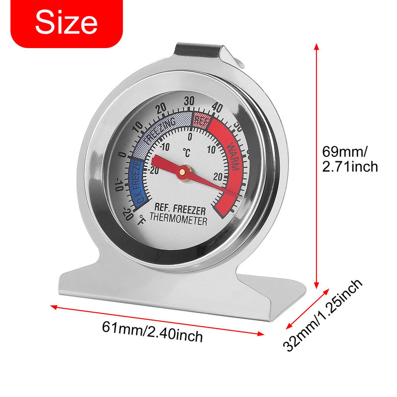 12Pcs Refrigerator Thermometer -30~30°C/-20~80°F Fridge Analog Freezer Thermometer Stainless Steel Large Dial Temperature Gauge for Home, Kitchen, Restaurants Refrigerator 12PCS