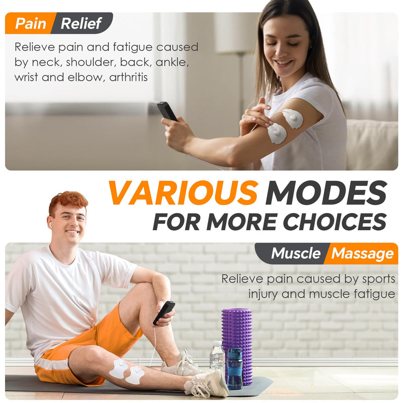 TENS Unit Muscle Stimulator 36 Modes, Rechargeable Dual Channel TENS Machine for Pain Relif Muscle Massager with 12 Premium Electrode Pads and Dust-Proof Storage Bag MH-1088