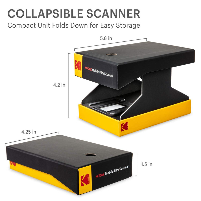 KODAK Mobile Film Scanner, 35mm Negative Scanner & Slide Viewer, App-Based | Scan and view old 35mm color and B&W negatives and slides; LED backlit; Android compatible; verify iPhone compatibility first