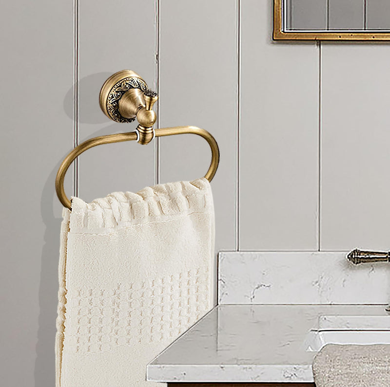 Brass Gold Toilet Paper Holder, Antique Hand Towel Ring Retro Hand Towel Holder Tissue Roll Paper Hanger Paper Towel Holder Wall Mounted Vintage 2 Pieces