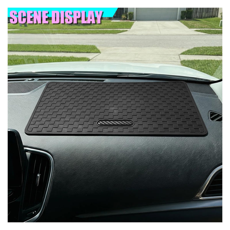 Car Dashboard Anti-Slip Pad, 10.6" × 5.7" Universal Sticky Gripping Mat, Multifunctional Automotive Interior Cell Phone Holder for Sunglasses, Keys, Coins, GPS, Electronic Devices (Black) Black