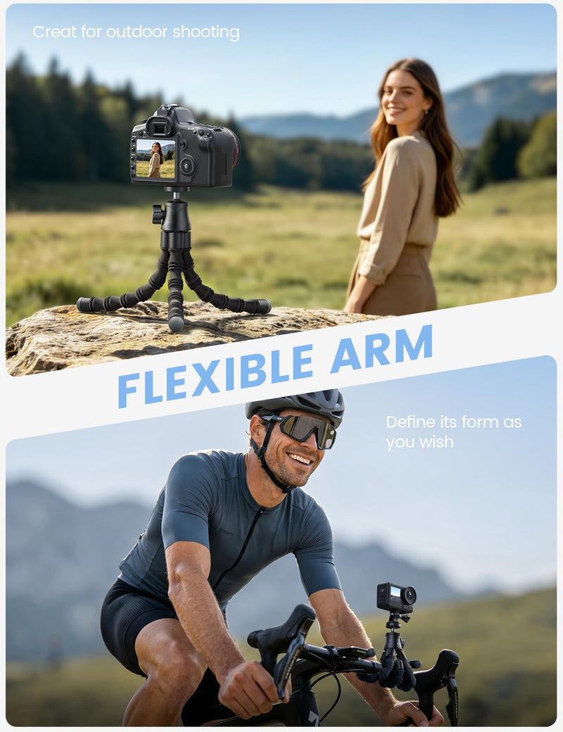 Lamicall Tripod for iPhone with Wireless Remote for iPhone Gopro Camera | Ultra-Stable, Mini Flexible Phone Stand for Recording with 1/4'' Screw, Cold Shoe for Pocket 3/4 fit Travel Content Creation 11.2inches