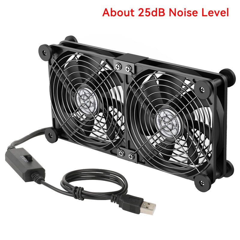 ELUTENG Dual AC USB Computer Fan 140mm USB Fans for Cooling 3 Speed Control | 12V Computer Fan with AC Plug for Laptop Receiver DVR PlayStation Xbox Desk Computer Cabinet Cooling