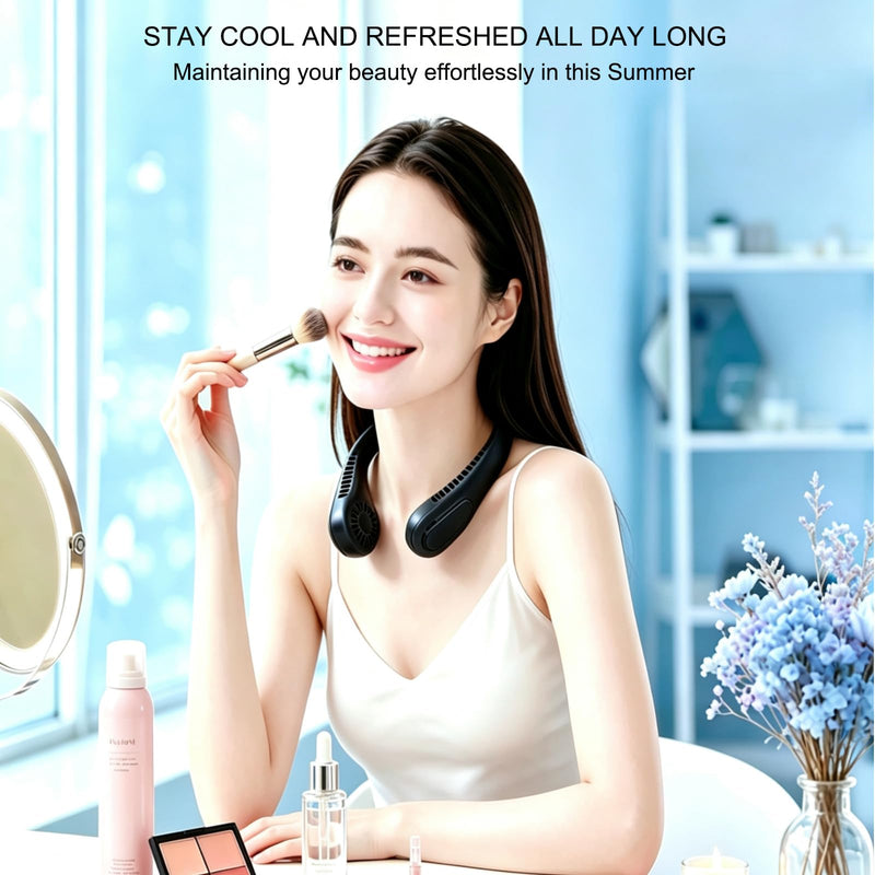 Hands Free Neck Fan, 3-Speed 360° Cooling USB Rechargeable Bladeless Fan | Lightweight Skin-Friendly Ergonomic Fan, Portable Outdoor Travel Accessory for Men Women