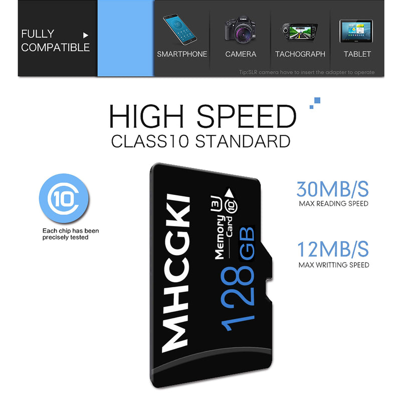 128GB Micro Memory Card High Speed Class 10 TF Memory Card with Adapter for Dash Cam,Camera,Smartphone,Tablet 128GB-2PACK Black