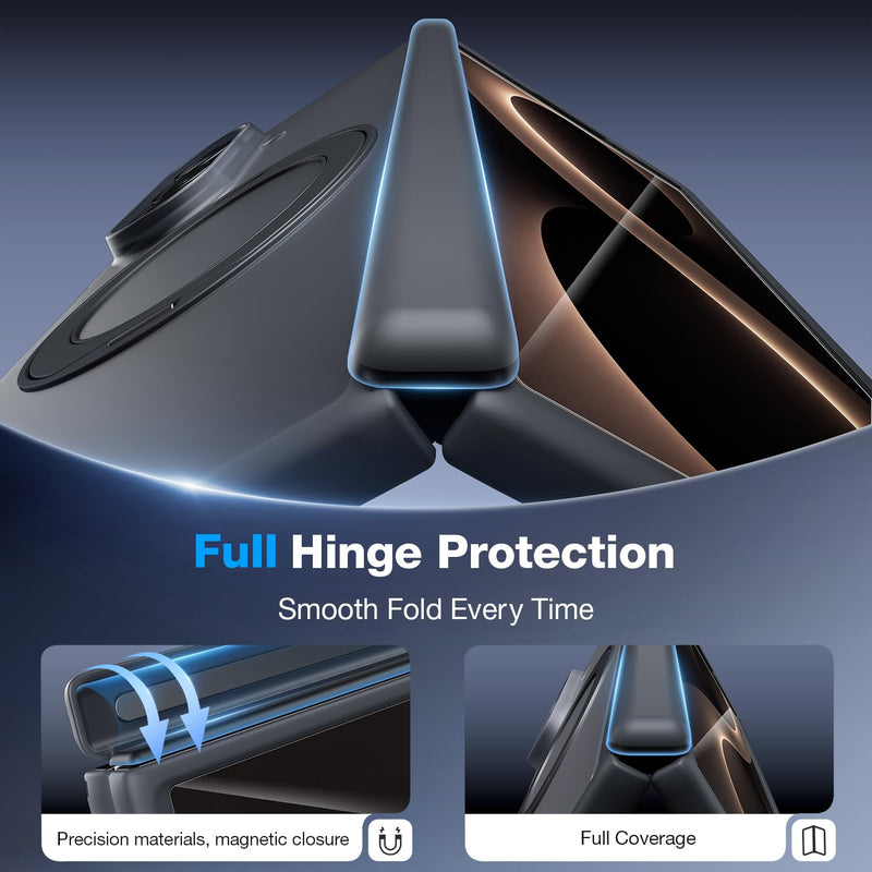WSKEN Magnetic Case for Samsung Galaxy Z Fold 8-360° Ring Stand Black | MagSafe Compatible, Slim Matte Finish, N52 Magnetic Hold, Daily Drop Protection, Includes 2 X HD Screen Protectors