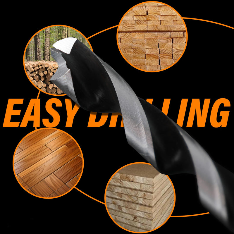 Extra Long 12" Brad Point Wood Drill Bit Set 12PCS (1/8"-1/2") Carbon Steel Long Drill Bits for Wood, Hardwood, Plywood, Plastic Extra Long-12PCS