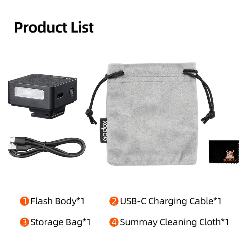 Godox iM20 Mini Flash, GN15 Flash Index, 5 Power Levels, Compact Portable Photography Light