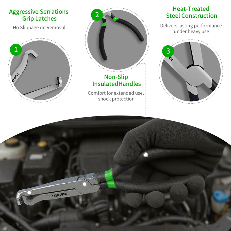 Electrical Disconnect Pliers Set – 3PCS Electrical Connector Pliers for Cars, Fuel Line Disconnect Tool, and Automotive Electrical Tool Kit Green 3