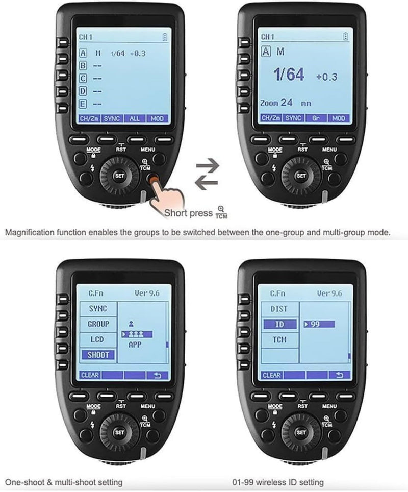 Godox Xpro-S for Sony TTL Wireless Flash Trigger 1/8000s HSS TTL-Convert-Manual Function Large Screen Slanted Design 5 Dedicated Group Buttons 11 Customizable Functions
