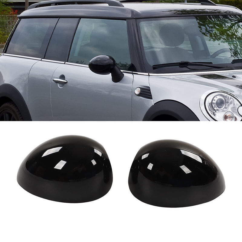 2PCS Side Mirror Caps, Left Right Glossy Black Rearview Mirror Covers Car Exterior Body Tuning Parts for R55 R56 R57 R58 R59 R60 R61