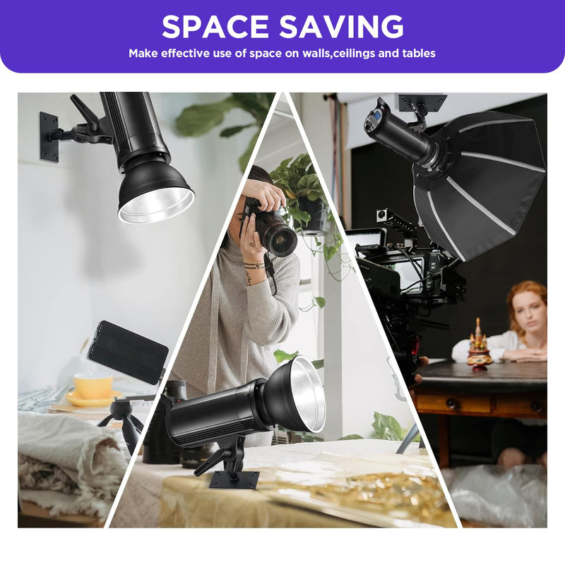Studio Baby Pin Plate Wall Ceiling Mount,2 inch Mini Lighting Wall Holder with 5/8" Stud for Photo Studio Light Stand Flash Accessories…