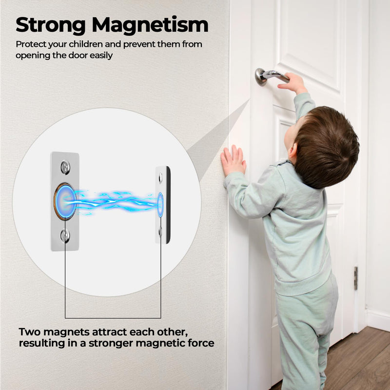 Silent Ball Catch, Adjustable Strong Magnet Door Catch，Using Noise Free, Replacing Door Ball Catch, with Identical Installation Dimension(8 Pack, Silver) 8Pack