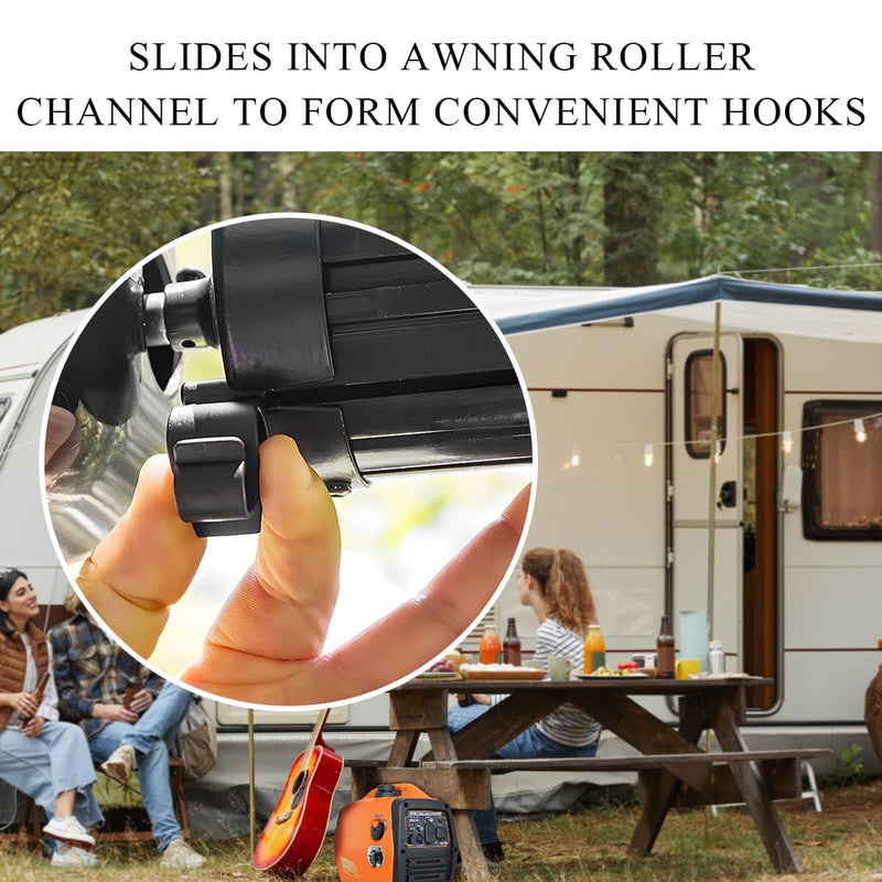 10 PCS Rope Light Awning Clip, Durable Plastic S Clip Hook Slides into Awning Roller Bar Channel, Multi Purpose Mini Ceiling Hooks for Camper/Trailer Rope Lights RV Lights Awnings