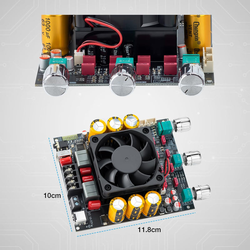 TPA3255 Bluetooth 5.3 Power Amplifier Board 300W+300W | 2.0 Channel Stereo HiFi Digital Amp Board Audio Receiver with Treble Bass Control for DIY Passive Speakers