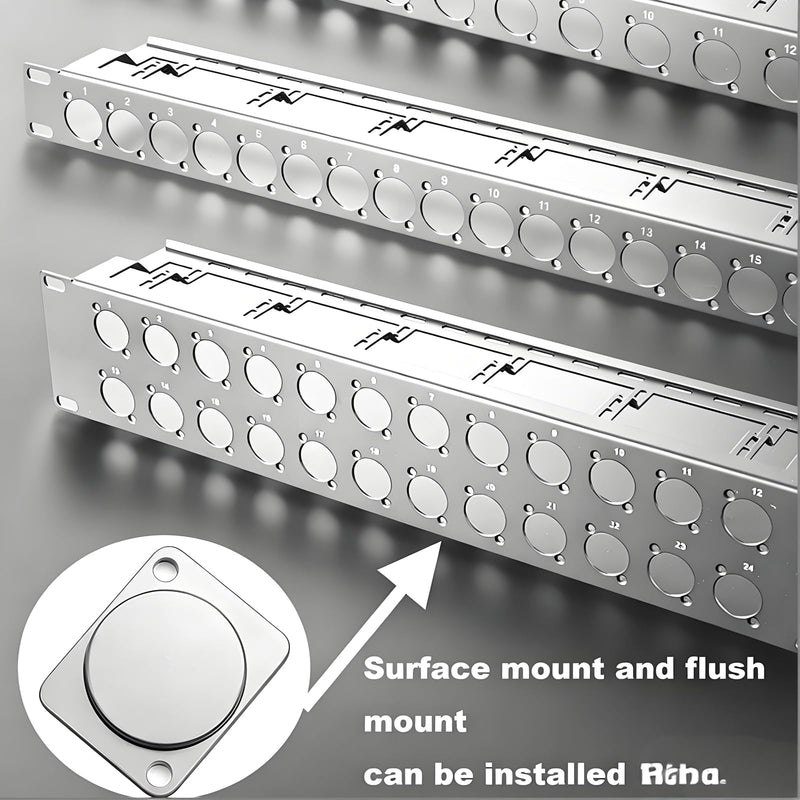 5PCS Panel Mount Blank Plates D Series Metal Rack Mounting Plates for Chassis Connectors XLR Connectors Ideal for Custom Installations Professional Grade Panel Mount Blank Plates(Silver)