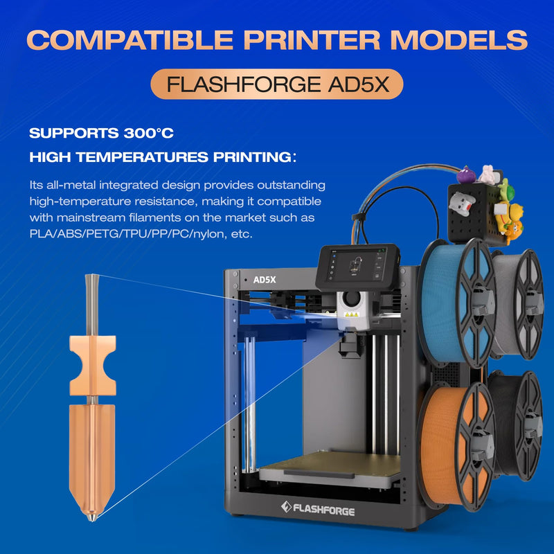 Upgraded AD5X Nozzles Kit, 2PCS 0.4mm Hotend Nozzles, 3D Printer Assembled Extruder Kits-All Metal Hot End/Printhead Replacement with Detachable Nozzle,Include 2PCS Silicone Sock+ 2PCS Nozzle Brush 0.4MM+0.4MM