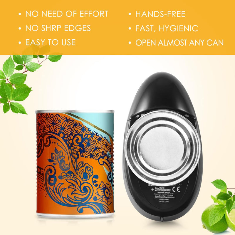 Electric Can Opener, Automatic Hands-Free Can Opener, Ergonomic Non-Slip Grip, Black