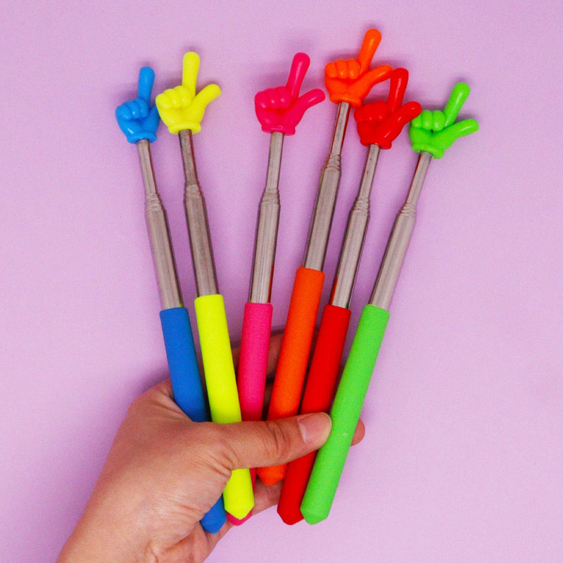 6Pcs Pointer Finger Stick, Telescopic Finger Pointer Stick Retractable, Teacher Hand Pointing Extendable, for School Supplies Classroom Studen Reading 6 Colors