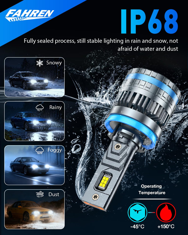 FAHREN 2026 Brightest H11 Bulbs – 𝟕𝟎,𝟎𝟎𝟎𝐋𝐌 H11/H8/H9/H16 Lights, 12X High-Focus LED Fog Light, Enhanced Wide & Extended Heat Sink for Superior Heat Dissipation & 90000Hrs Lifespan, Pack of 2