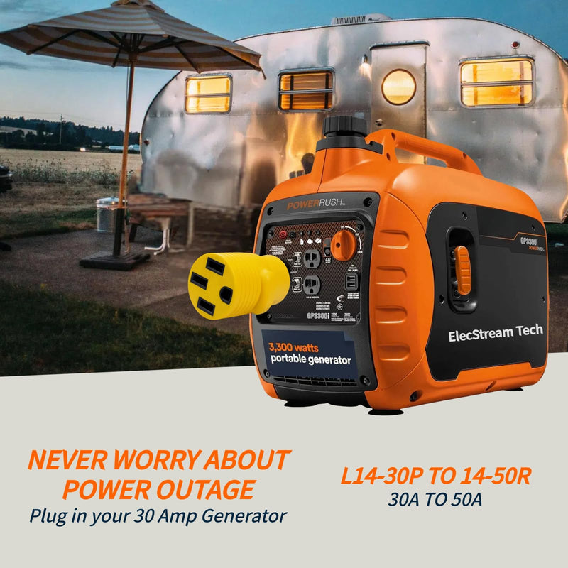 NEMA L14-30P to 14-50R Generator Adapter, 30A to 50A 125/250V 4 Prong Twist Lock Plug,Heavy Duty RV/Camper/Tesla Charging Adapter for Dryer, Power Inlet & Electrical Outlets.