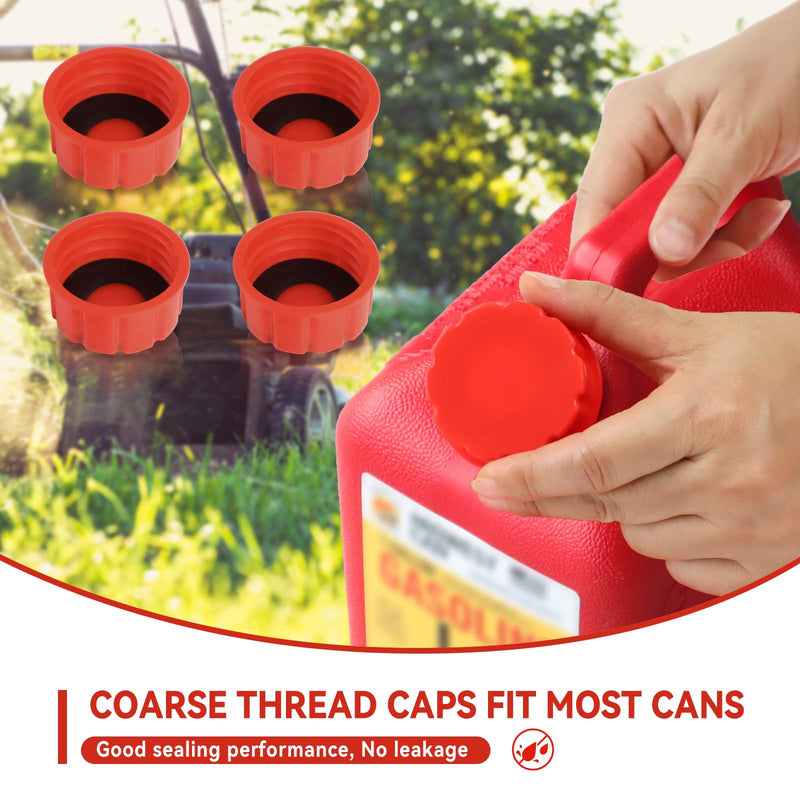 5 Gallon Gas Can Cap Replacement, Coarse Thread Gas Cap for Gasoline, Portable Gas Tank Lid for 5+ Gallon Plastic and Metal Gas Cans, Includes Spout Replacement Old Style(Pack of 4) 4 PCS