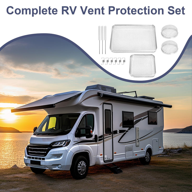 RV Furnace Vent Screen for Water Heater Vent Cover, RV Bugs Screen, Flying Insect Screen, Stainless Steel Mesh with Installation Tool