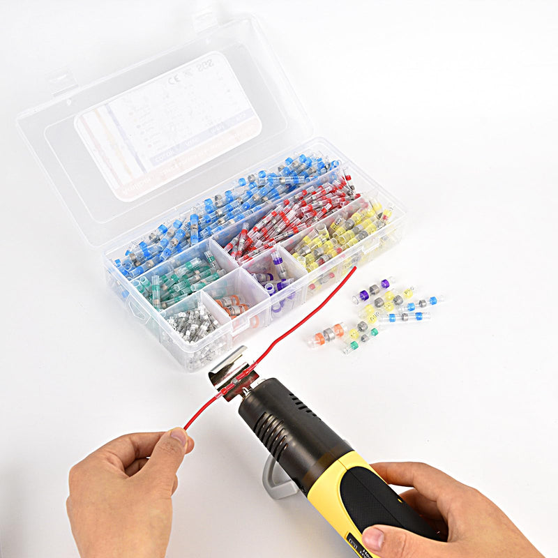 Upgraded 520PCS Solder Stick Wire Connectors with Heat Gun 450W, Solder Seal Wire Connectors Solderstick Waterproof Wire Connector Kit for Marine (26-6 Gauge) 521