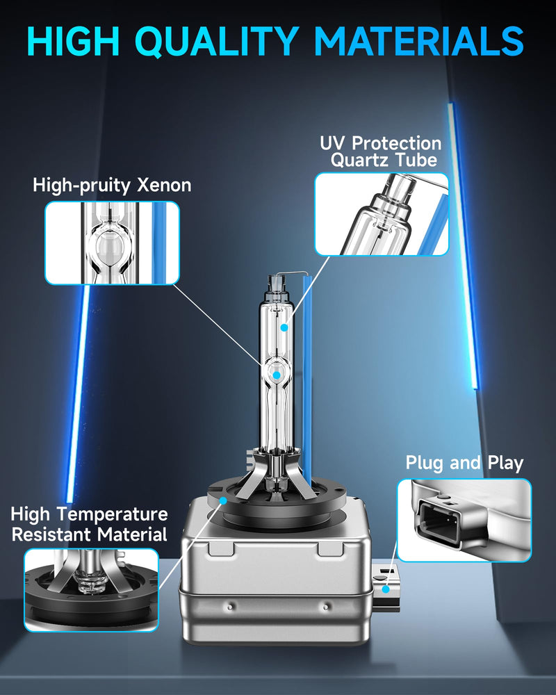Fit for Chevrolet 2005-2013 Chevy Corvette Sport 2010-2013 Chevy Camaro D1S HID Xenon Headlight Bulbs, 350% Brightness, High Low Beam Light Bulb, 8000K White Blue, Plug and Play, Pack of 2 D1S-8000K