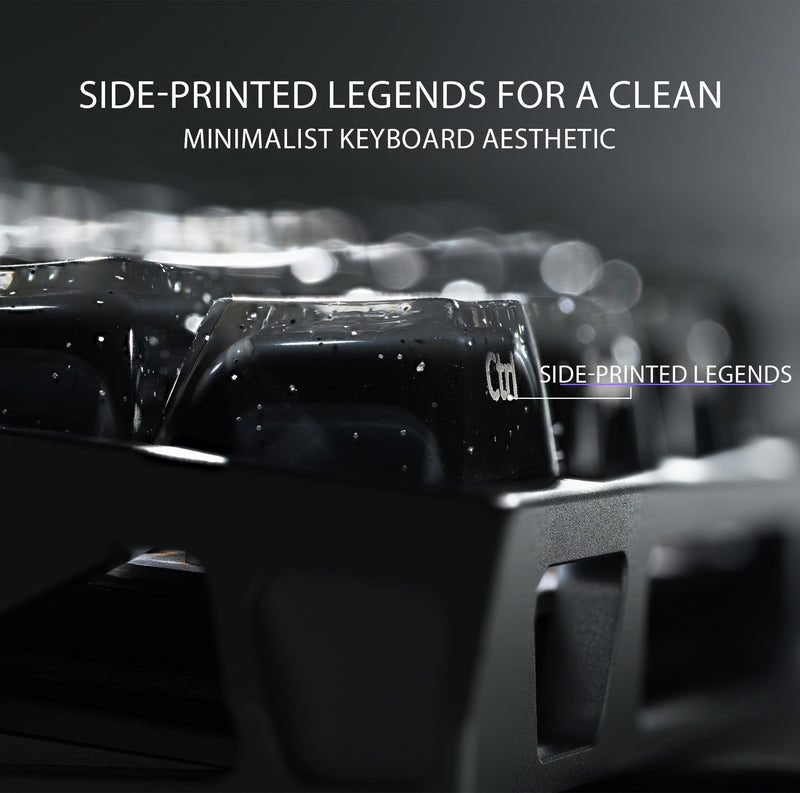 XVX Black Jelly Keycaps with Glitter, Starry Keycaps ABS+PC MDA Profile 122-Key Side Printed Keycap Set Compatible with 61/68/84/87/96/98/100/104/108 ANSI Layout MX Switches Mechanical Keyboard